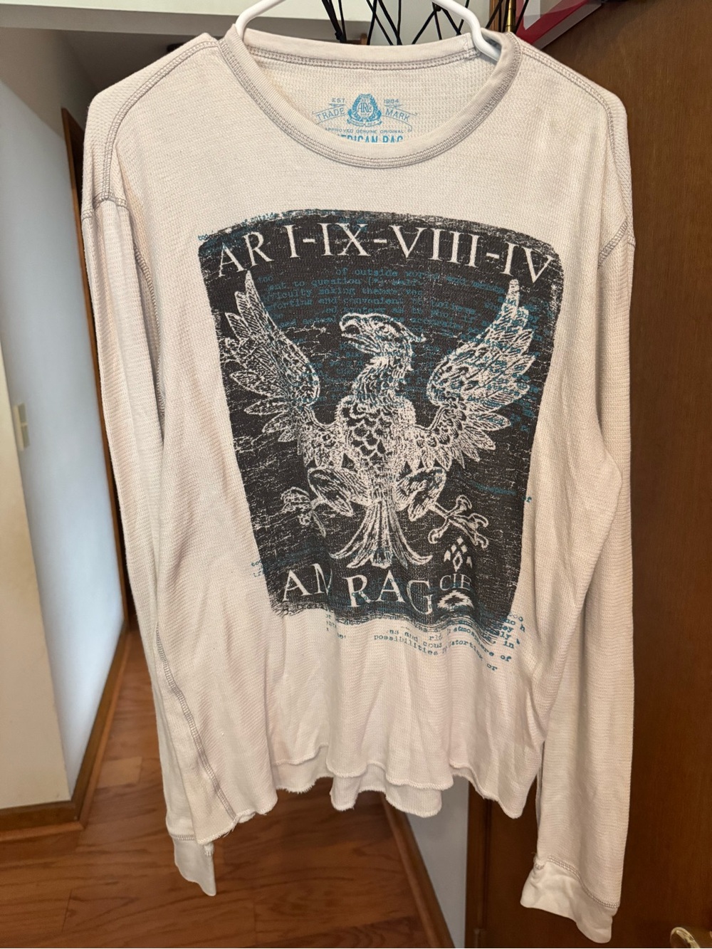 Men's Cream Graphic Long-Sleeve Thermal Shirt